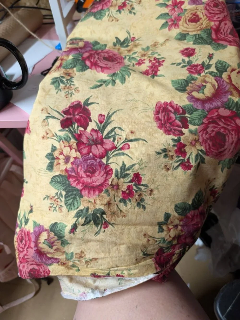 Floral Patterned Fabric with Roses Design - 6.5 Yards